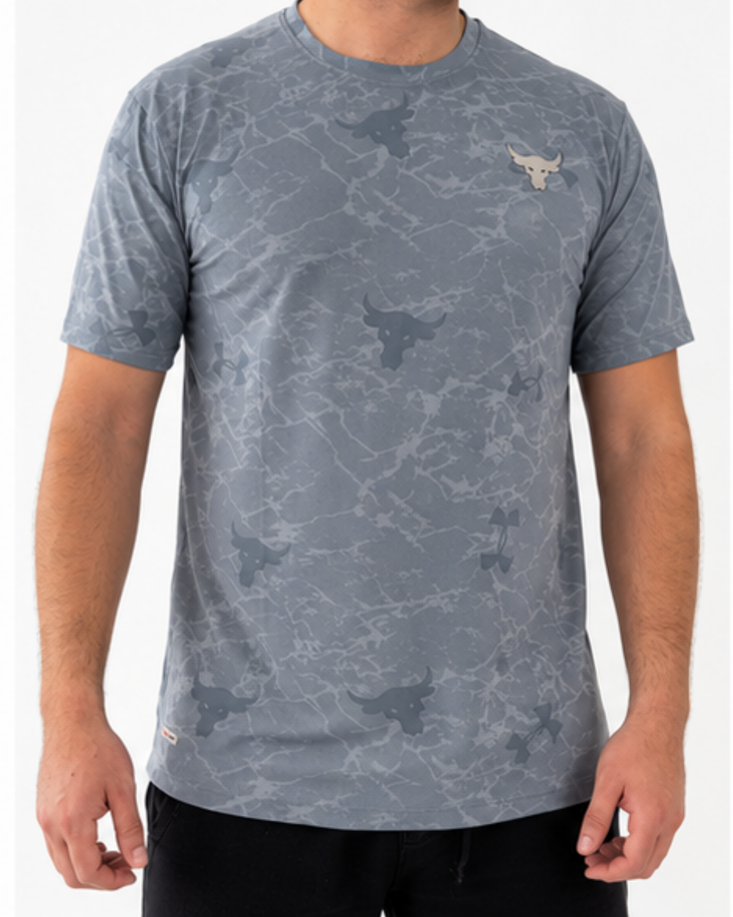 T-Shirt Performance HeatGear - Motif Marbre & Taureau