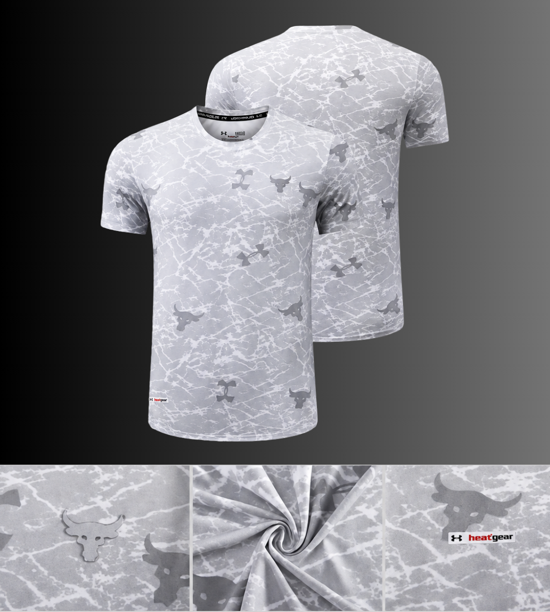 T-Shirt Performance HeatGear - Motif Marbre & Taureau