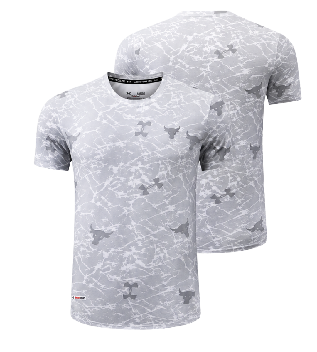 T-Shirt Performance HeatGear - Motif Marbre & Taureau